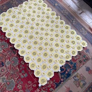 Yellow and White Crochet Rug